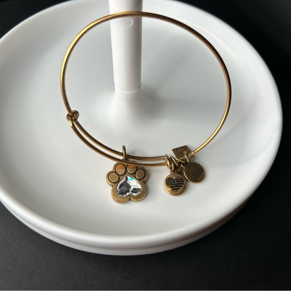 Alex & Ani bangle bracelet with paw print charm - Picture 2 of 3